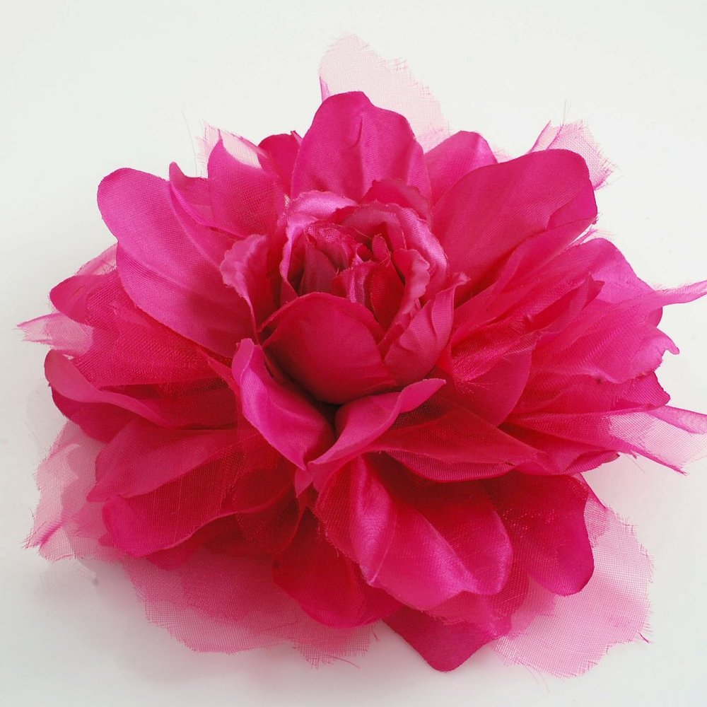 5-1/2" Large Fabric Flower Pin -Fuchsia